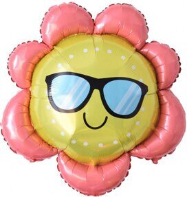 Шар (34''/86 см) Фигура, Цветок в солнечных очках, Розовый